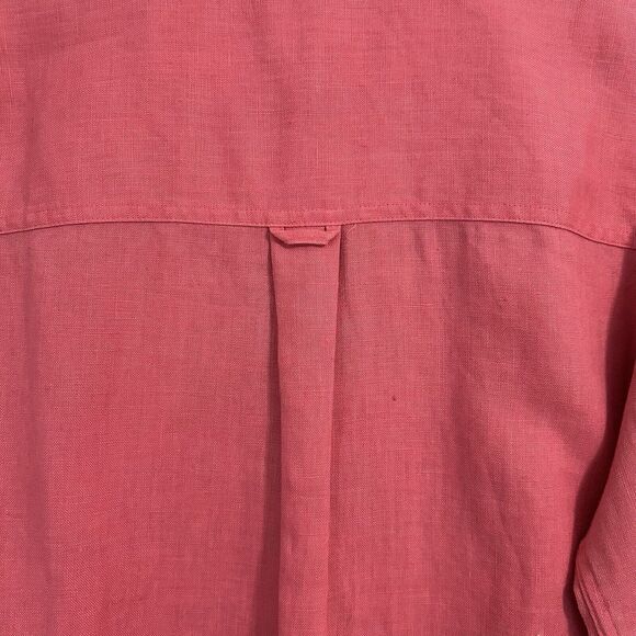 Pure & Simple Button Up Shirt Women Small Coral Linen Tunic Preppy Office Casual - Picture 8 of 12